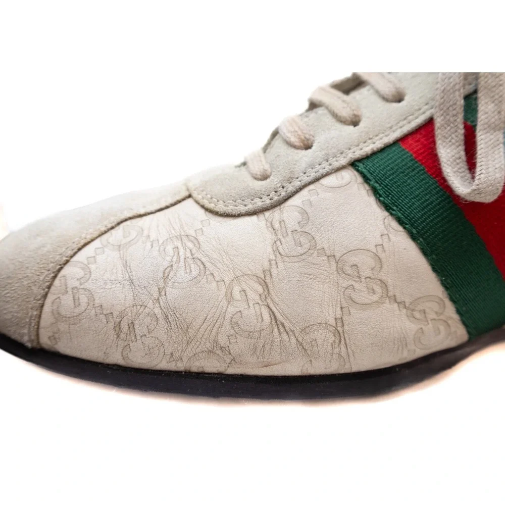 VTG Gucci Sneakers Men's Size US 10.5 Low Top Leather Suede GG Logo